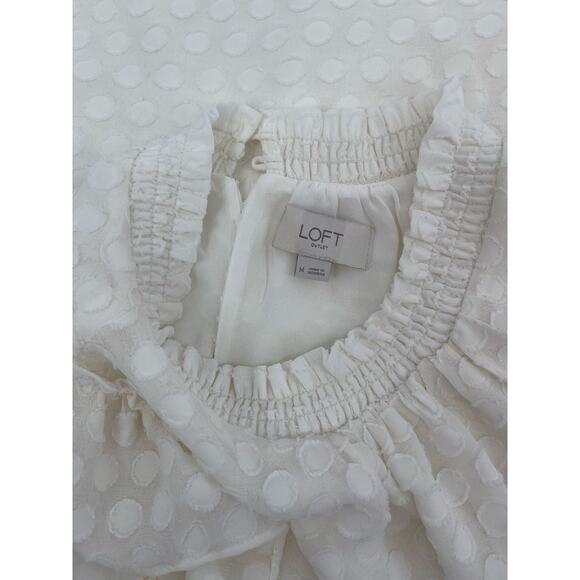 Loft Outlet Cream Polka‎ Dot Sheer Sleeveless Top Romantic Soft - Picture 3 of 6